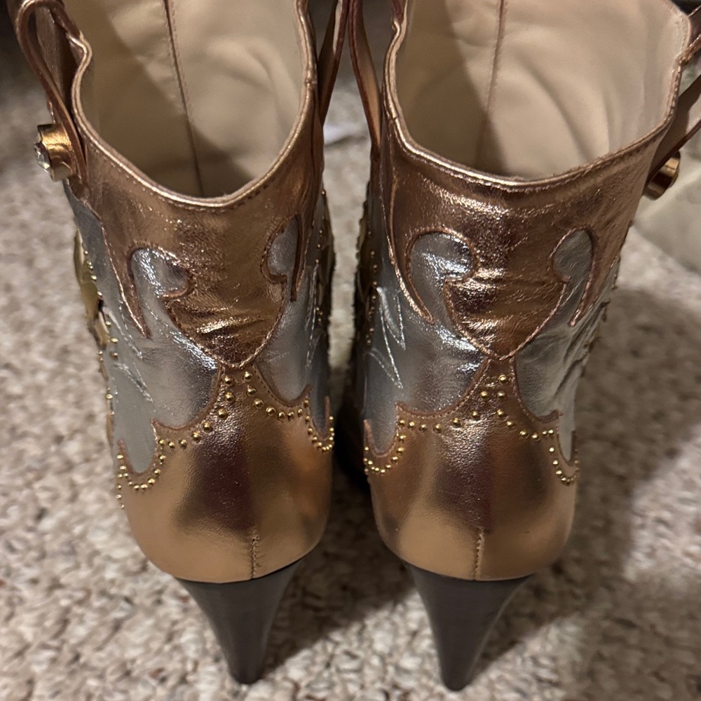 Sophia Webster Gold and Silver Ankle Boots - Picture 4 of 5